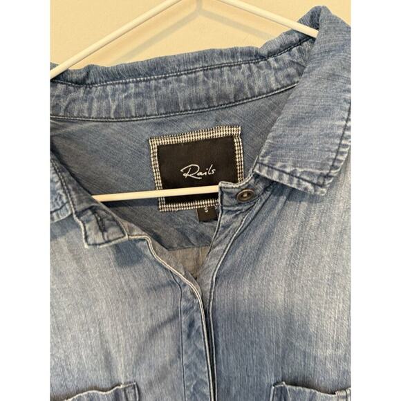 Rails Dark Wash Chambrah Denim Pullover Collared Shirt Midi Dress Sz Small 1650 - Picture 6 of 15